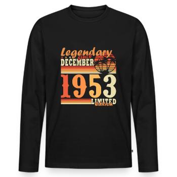Legend 70 years 1953 December 70 years anniversary - Men's Premium Organic Long Sleeve Shirt - black - Front - Nico (187cm)