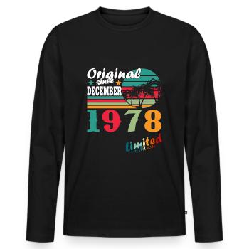 Décembre 1978 Anniversaire Décembre 1978 Décembre - T-shirt manches longues Premium bio Homme - noir - Devant - Nico (187cm)