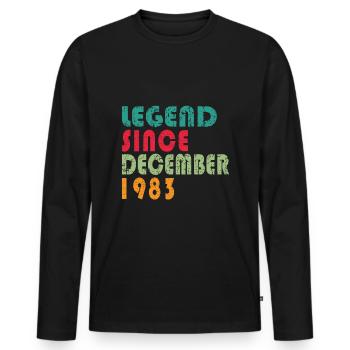 1983| Die Legende seit 1983 Geburtstag - Männer Premium Bio Langarmshirt - Schwarz - Vorne - Nico (187cm)