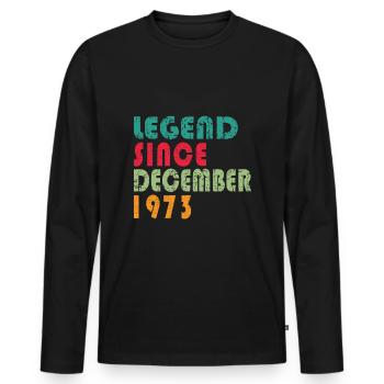 Légende 1973 Date de naissance 1973 - T-shirt manches longues Premium bio Homme - noir - Devant - Nico (187cm)
