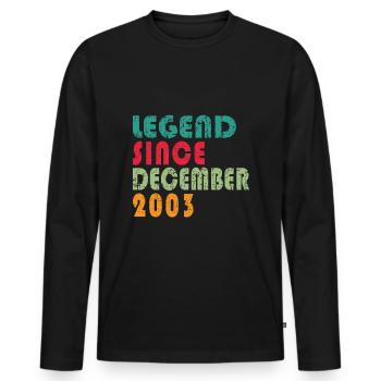 Legende 2003 Geburtstag legendär seit 2003 - Männer Premium Bio Langarmshirt - Schwarz - Vorne - Nico (187cm)