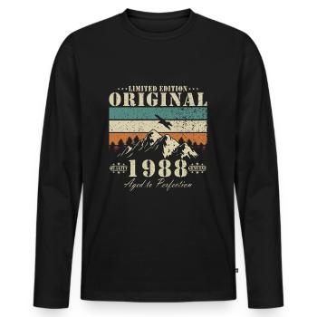 1988 Original Vintage Retro 1988 Anniversary - Men's Premium Organic Long Sleeve Shirt - black - Front - Nico (187cm)