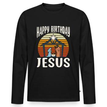 Jésus Noël Jésus Anniversaire Équipe Jésus - T-shirt manches longues Premium bio Homme - noir - Devant - Nico (187cm)