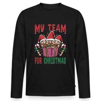 Équipe de Noël en famille - T-shirt manches longues Premium bio Homme - noir - Devant - Nico (187cm)