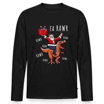 Père Noël sur Dino - T-shirt manches longues Premium bio Homme - noir - Devant - Nico (187cm)