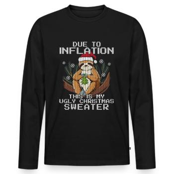 Weihnachten Faultier Christmas Sweater Ugly - Männer Premium Bio Langarmshirt - Schwarz - Vorne - Nico (187cm)