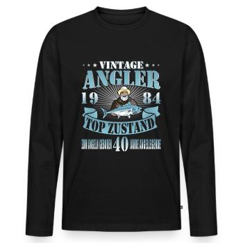 Angler 1984 Geburtstag Angeln Angelschein - Männer Premium Bio Langarmshirt - Schwarz - Vorne - Nico (187cm)