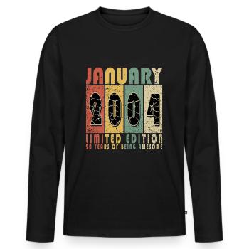 20 Jahre alt - Januar 2004 Geburtstagsgrüße - Männer Premium Bio Langarmshirt - Schwarz - Vorne - Nico (187cm)
