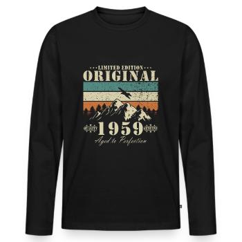Legendary 65th birthday 1959 - Men's Premium Organic Long Sleeve Shirt - black - Front - Nico (187cm)
