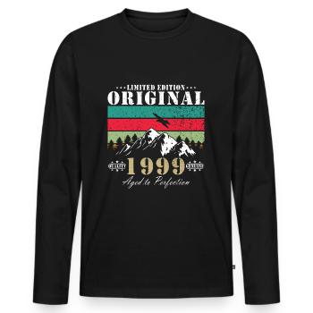 25. Geburtstag 25 Jahre Awesome Since 1999 - Männer Premium Bio Langarmshirt - Schwarz - Vorne - Nico (187cm)