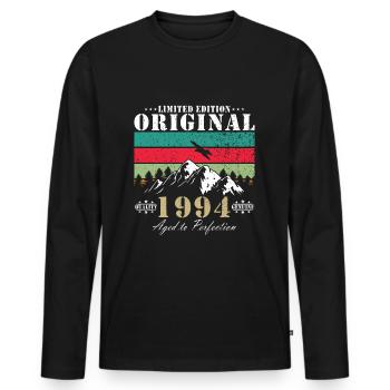30e anniversaire Né en 1994 30 ans - T-shirt manches longues Premium bio Homme - noir - Devant - Nico (187cm)