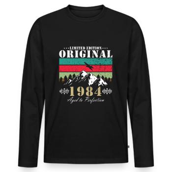 1984 40e anniversaire Année de naissance 1984 quarante 40 ans - T-shirt manches longues Premium bio Homme - noir - Devant - Nico (187cm)