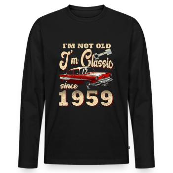 Vintage Rétro Vintage 1959 Original 1959 - T-shirt manches longues Premium bio Homme - noir - Devant - Nico (187cm)