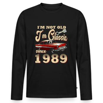 Vintage Rétro Vintage 1989 Original 1989 - T-shirt manches longues Premium bio Homme - noir - Devant - Nico (187cm)