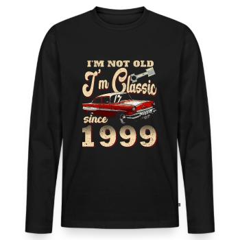 Vintage Rétro Vintage 1999 Original 1999 - T-shirt manches longues Premium bio Homme - noir - Devant - Nico (187cm)