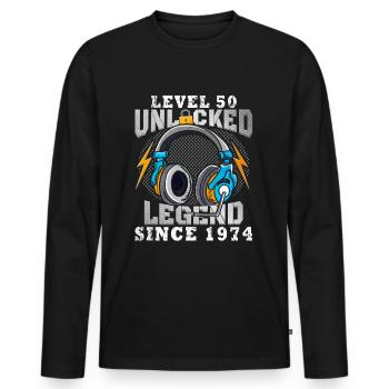 50 Geburtstag Gamer Jahrgang 1974 geboren - Männer Premium Bio Langarmshirt - Schwarz - Vorne - Nico (187cm)