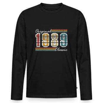1989 édition limitée 35e anniversaire cadeau amusant - T-shirt manches longues Premium bio Homme - noir - Devant - Nico (187cm)