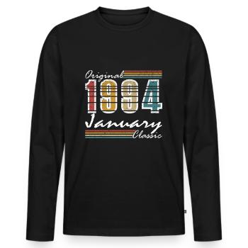 Janvier 1994. Cadeau d’anniversaire janvier 1994. - T-shirt manches longues Premium bio Homme - noir - Devant - Nico (187cm)