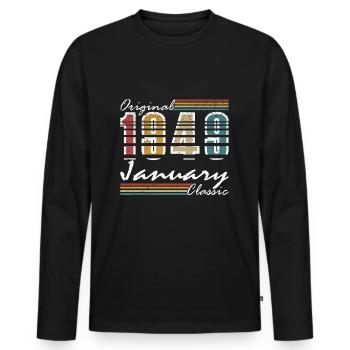 Vintage Made In 1949 75 ans d’être génial - T-shirt manches longues Premium bio Homme - noir - Devant - Nico (187cm)