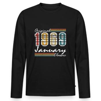 Januar 1969 Januar Geburtstag Januar 1969 - Männer Premium Bio Langarmshirt - Schwarz - Vorne - Nico (187cm)