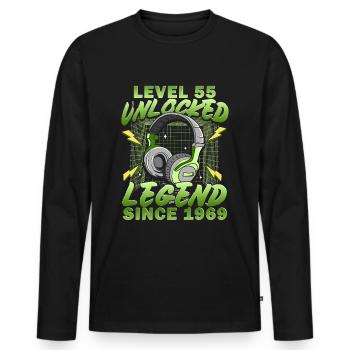 55. Geburtstag - Geburtstagsshirt level 1969 - Männer Premium Bio Langarmshirt - Schwarz - Vorne - Nico (187cm)