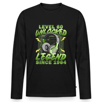 60e anniversaire Niveau 60 débloqué en 1964 - T-shirt manches longues Premium bio Homme - noir - Devant - Nico (187cm)