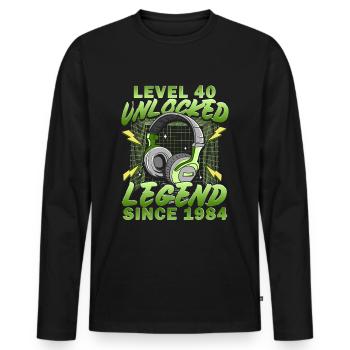 Level 40 Achievement Unlocked 1984 40th Birthday - Men's Premium Organic Long Sleeve Shirt - black - Front - Nico (187cm)