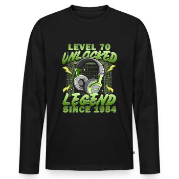 NIVEAU 70 DÉBLOQUÉ 70e anniversaire Gamer 1954 - T-shirt manches longues Premium bio Homme - noir - Devant - Nico (187cm)