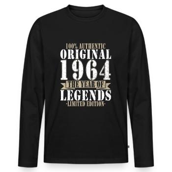 60e anniversaire La vie commence à 60 ans - T-shirt manches longues Premium bio Homme - noir - Devant - Nico (187cm)