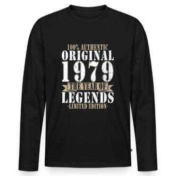Jahrgang 1979 Legenden - Männer Premium Bio Langarmshirt - Schwarz - Vorne - Nico (187cm)