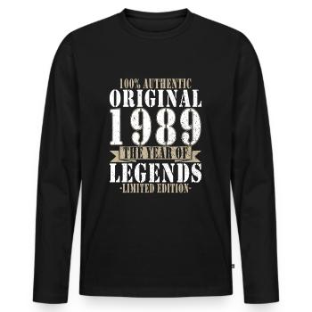 Legend 1989 Vintage - Men's Premium Organic Long Sleeve Shirt - black - Front - Nico (187cm)