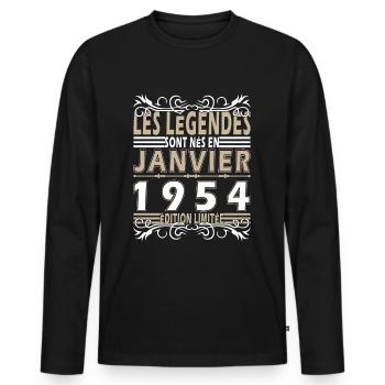70e anniversaire janvier Vintage 1954 Original - Männer Premium Bio Langarmshirt - Schwarz - Vorne - Nico (187cm)