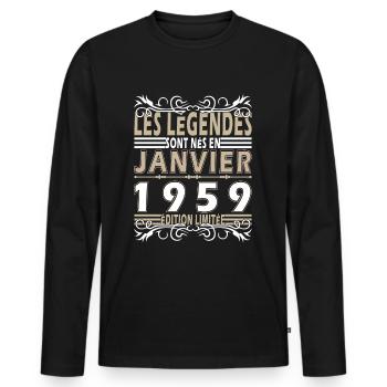 65e anniversaire janvier Vintage 1959 Original - Männer Premium Bio Langarmshirt - Schwarz - Vorne - Nico (187cm)