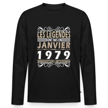 45e anniversaire janvier Vintage 1979 Original - Männer Premium Bio Langarmshirt - Schwarz - Vorne - Nico (187cm)