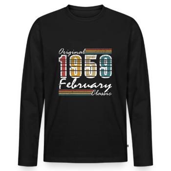 Février 1959. Cadeau d’anniversaire février 1959. - T-shirt manches longues Premium bio Homme - noir - Devant - Nico (187cm)