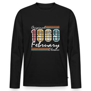 1969 Im Februar Vintage - Männer Premium Bio Langarmshirt - Schwarz - Vorne - Nico (187cm)