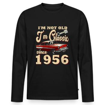 Oldtimer Baujahr 1956 Geburtsjahr Geburtstag - Männer Premium Bio Langarmshirt - Schwarz - Vorne - Nico (187cm)