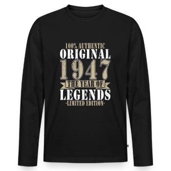 Original 1947 77e anniversaire rétro cadeau - T-shirt manches longues Premium bio Homme - noir - Devant - Nico (187cm)