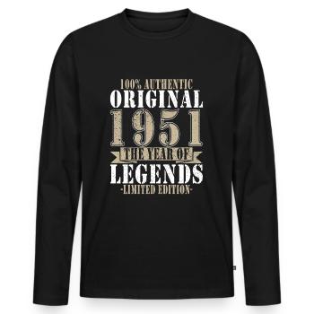 Legends are born in 1951 - Men's Premium Organic Long Sleeve Shirt - black - Front - Nico (187cm)