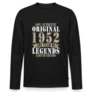 1952 Geburtstagsgeschenk, Legenden geboren 1952 - Männer Premium Bio Langarmshirt - Schwarz - Vorne - Nico (187cm)