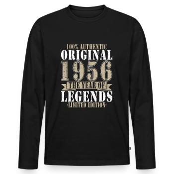 Legend 1956 Birthday legendary since 1956 - Men's Premium Organic Long Sleeve Shirt - black - Front - Nico (187cm)