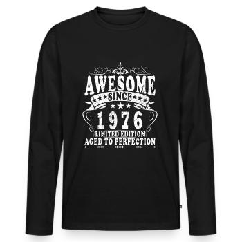 Birthday Vintage 1976 Vintage Birth Year 1976 - Men's Premium Organic Long Sleeve Shirt - black - Front - Nico (187cm)