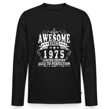 Vintage 1975 Vintage 1975 Birthday Gift - Men's Premium Organic Long Sleeve Shirt - black - Front - Nico (187cm)