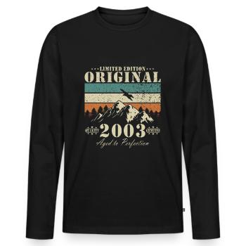 Limited Edition 2003 21. Geburtstag Geschenk - Männer Premium Bio Langarmshirt - Schwarz - Vorne - Nico (187cm)