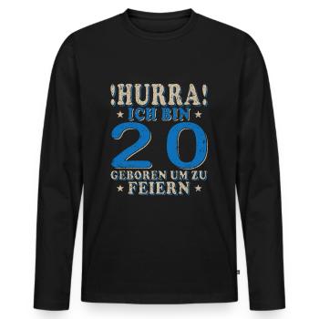 20 Jahre alt 20 Jährige 20 Jähriger Zwansich 20. - Männer Premium Bio Langarmshirt - Schwarz - Vorne - Nico (187cm)