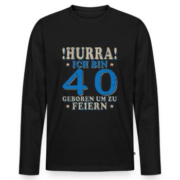 40. Geburtstag, 40 Jahre Alt - Männer Premium Bio Langarmshirt - Schwarz - Vorne - Nico (187cm)