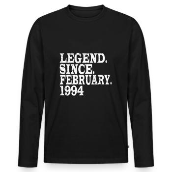 Legende seit Februar 1994 - Männer Premium Bio Langarmshirt - Schwarz - Vorne - Nico (187cm)