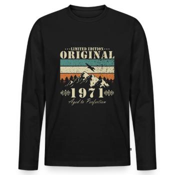 53. Geburtstag Geschenk Jahrgang 1971 53 Jahre - Männer Premium Bio Langarmshirt - Schwarz - Vorne - Nico (187cm)