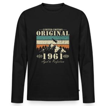 Vintage 1961 anniversaire 63 ans cadeau - T-shirt manches longues Premium bio Homme - noir - Devant - Nico (187cm)