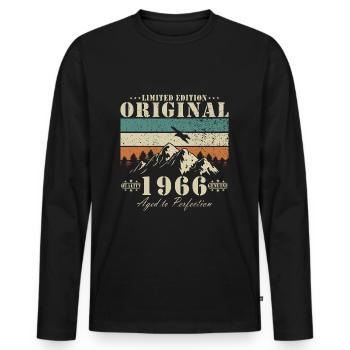 Jahrgang 1966 Geschenk 58. Geburtstag 58 jahre - Männer Premium Bio Langarmshirt - Schwarz - Vorne - Nico (187cm)